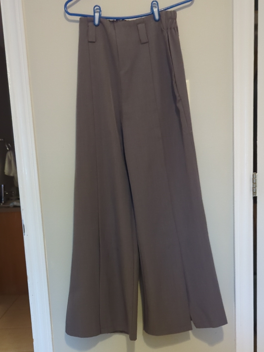 Wide Leg High-Rise Women's Pants in Taupe